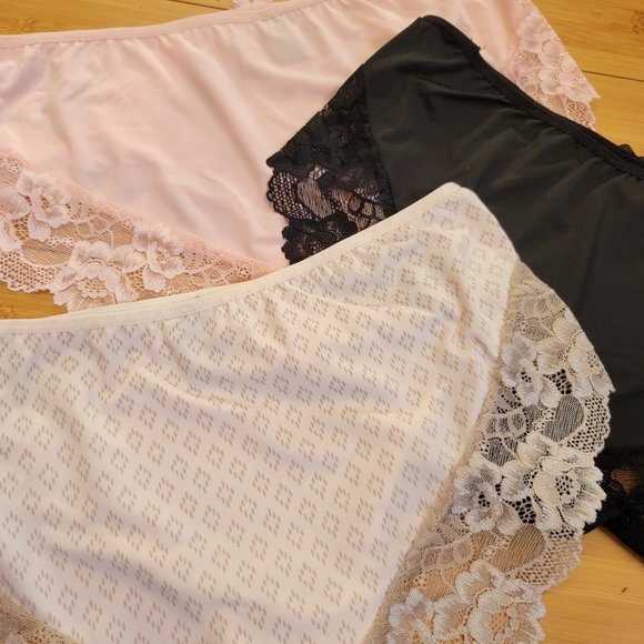 Rene Rofe Lingerie Women's Panty 3-pack Size L Lace Edge - Picture 4 of 10
